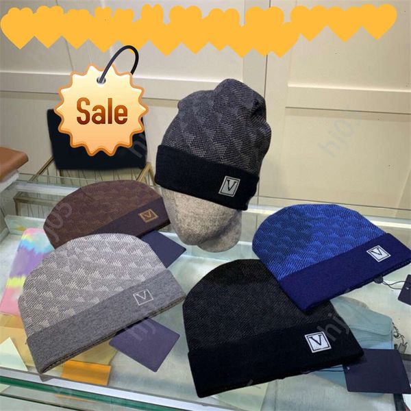 

Plaid designer beanie designer hats for men knitted bonnets winter hat fall thermal skull cap ski travel classical luxury beanies brown black grey keep warm55555511, 5#