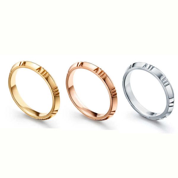 

elling tiffay s925 silver luxury roman digital narrow edition ring fashion versatile tiffay style couple gift