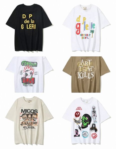 

2023 new tees galleryse depts t shirts mens womens designer tshirts galleryes cottons man s casual shirt luxurys clothing street shorts sl, White;black