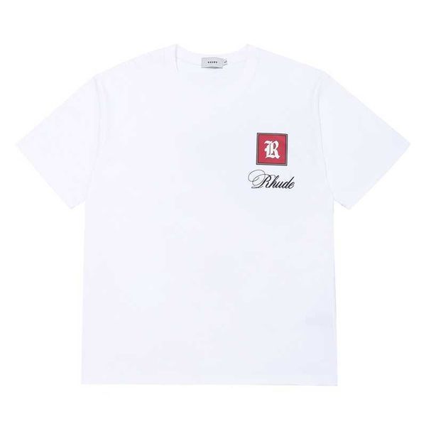 

mens designer t shirt 2023 summer new r letter printing high street leisure loose round neck short sleeve couple cotton tee, White;black