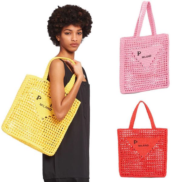 

mirror quality clutch shoulder woven raffias bags wholesale fashion designer travel beach bag women's men black crossbody luxury tote h
