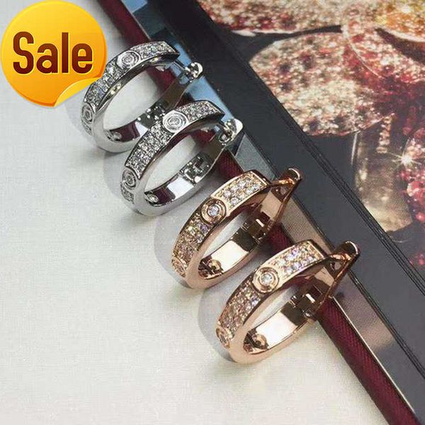 

2023 new famous moissanite necklace 18k gold plated s925 silver love stud earring with full diamond for mother and women earring jewelry, Golden;silver