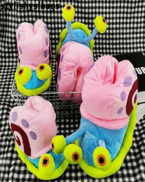 

slippers winter home shoes women gary snails slippers furry cute cartoon indoor slipper warm plush house flip flops female funny s6550358, Black
