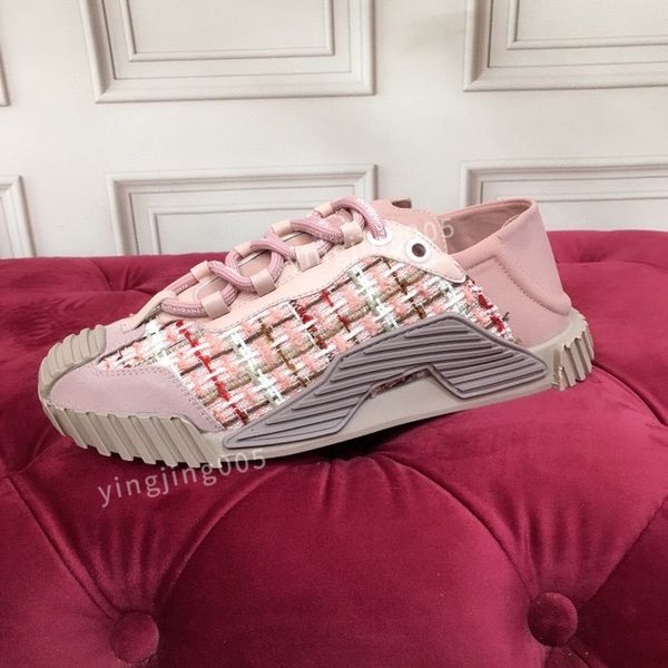 

2023r quality sneakers men women shoes print check trainer platform trainers striped sneaker suede shoes, Black