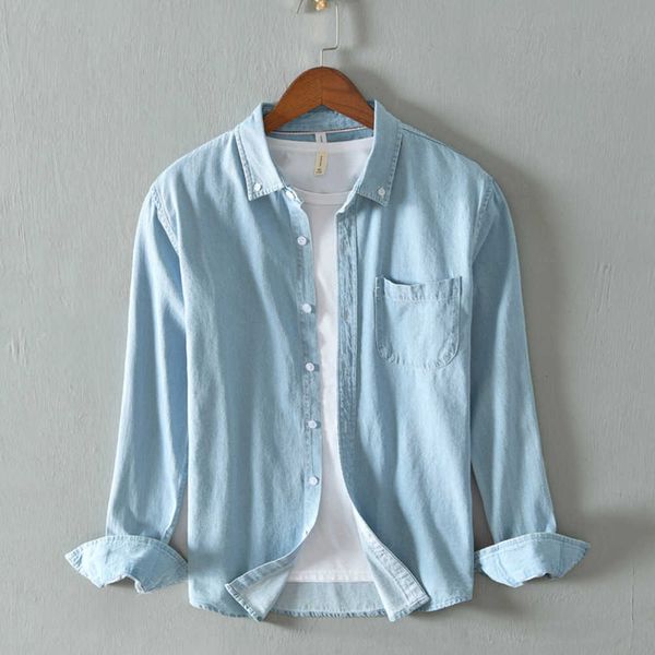 

men's jackets new japanese fashion youth shirt jacket men's casual long sleeve denim shirt men's coatljk, Black;brown