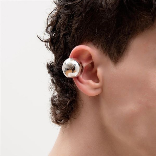 

brass gold-plated metal ball ear clip personality trend fashion temperament all-match men's/women's jewelry, Silver
