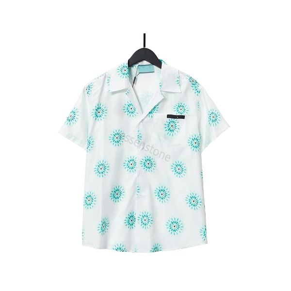 

23ss new designer summer men's pradass t shirt short sleeve solid men's o neck casual loose tees hawaiian style floral prad aw shi, White;black