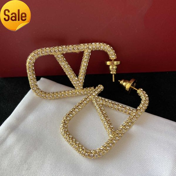 

2023 earrings designer for women stud luxury gold heart shape pearl crystal gold double v letter 925s silver jewelry classic, Golden;silver