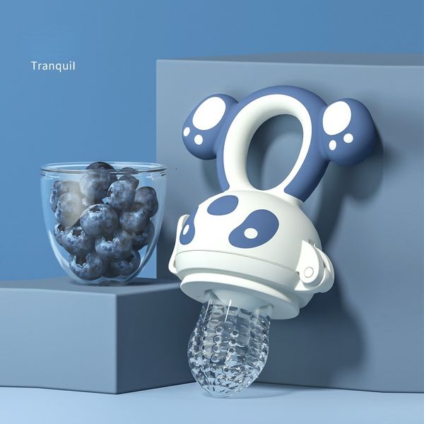 

baby bottles# born silicone teether fresh food feeder training to eat fruit grinding stick cute panda bag feeding 230427