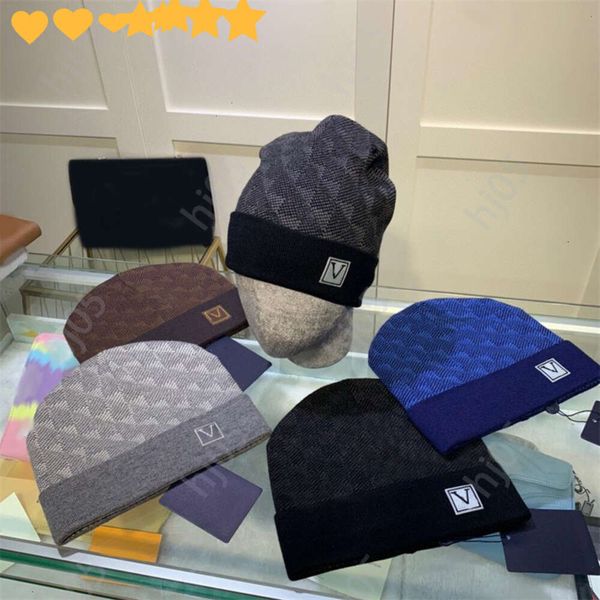 

Plaid designer beanie designer hats for men knitted bonnets winter hat fall thermal skull cap ski travel classical luxury beanies brown black grey keep warmo0111112, 5#