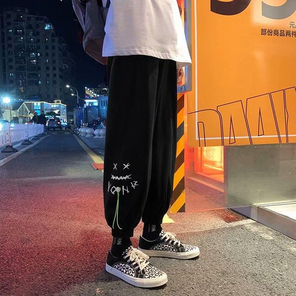 

pants men's cargo pants streetwear joggers men trousers harem pants casual hip hop men clothing elastic waist men pant, Black
