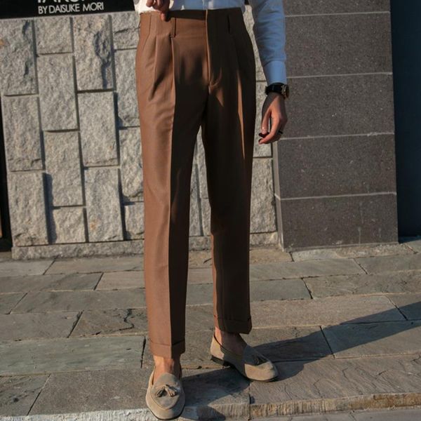 

blazers british style simple high waist casual pants slim solid suit trousers pantalon de travail pour homme 2022 business korte homme, White;black