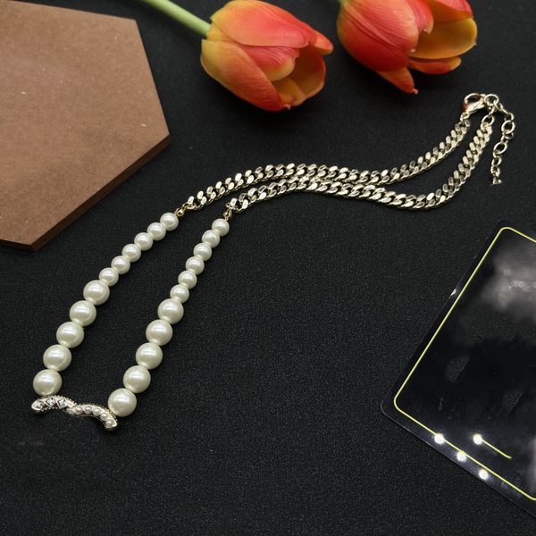 

fashion designer c pendant necklaces luxury gold necklace letter ccity women jewelry trend metal crystal pearl cjeweler woman gift rr34df, Silver