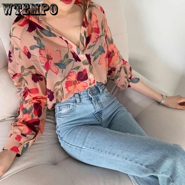

women's blouses shirts floral thin chiffon shirt niche western-style long sleeve shirts women all-match blouse cardigans jacket sunscr, White