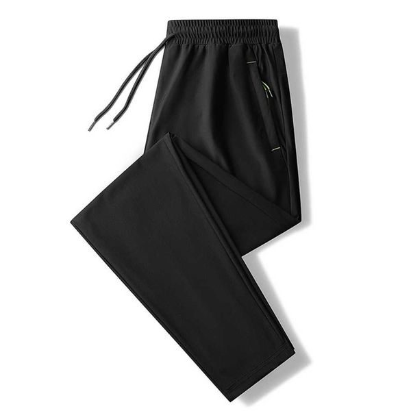 

men's pants 2023 summer new men's casual pants ice silk breathable relaxed lightweight elastic quick dry crop pants large men&#039, Black