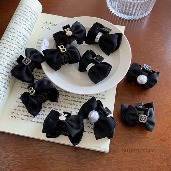 

girls letter pearls rain bows hair claws kids rhinestones rabbit bows princess hairpins fashion women accessories children shark barrettes z, Slivery;white