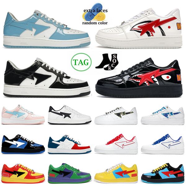 

fashion bapestas og running shoes men women baped sk8 sta sneakers patent blue white shark black abc camo pink jjjjound navy grey bapestar t