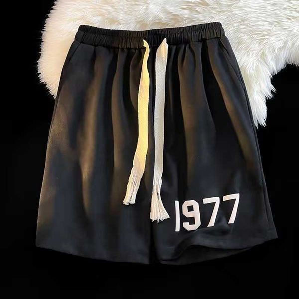 

retail casual designer shorts mens american high street capris loose summer fashion brand youth popular 1977 letter sports pants couple leis, White;black