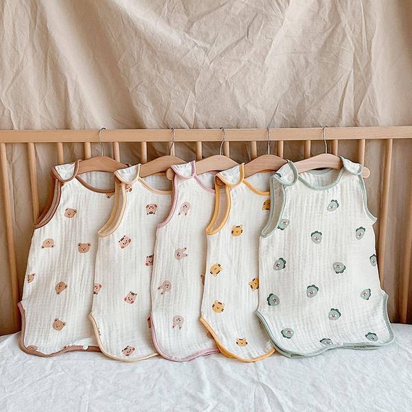 

sleeping bags milancel baby sleeping bag sleeveless vest born child anti-kick quilt summer thin double-layer cotton yarn 230427