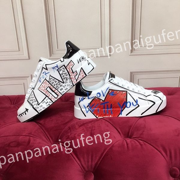 

2023 luxury designer casual shoes calf leather sneaker fashion lady white flat platform runners trainers for mens shoe sneakers, Black
