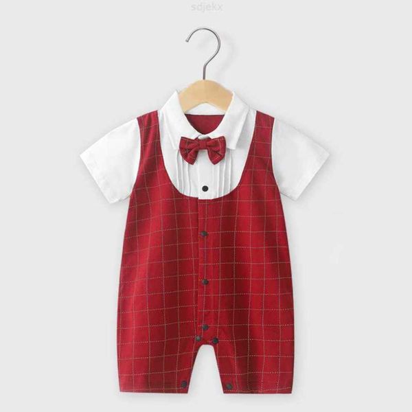 

clothing sets a-class baby bodysuit summer gentleman short sleeve dress romper clothes, White