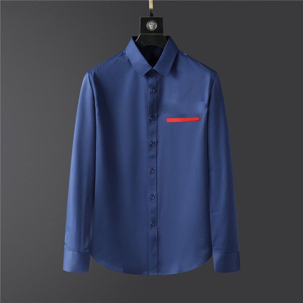 

designers mens casual shirts quality designer business tees classic long sleeve shirt solid color letter spring autumn blouse plus size s, White;black