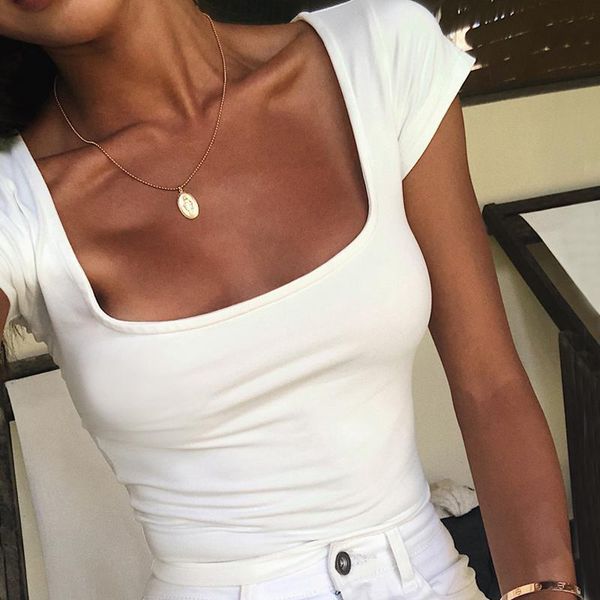 

t-shirt women petite cap sleeve square neck crop tshirt, White