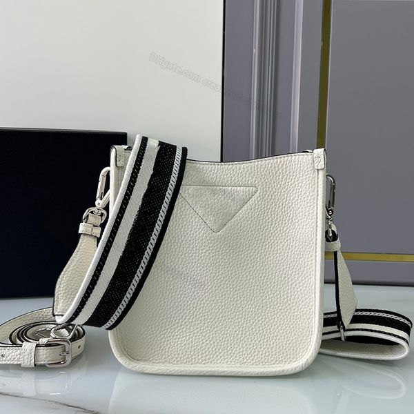 

7a new tote style vintage underarm designer luxurious litchi pattern calfskin handbag printed webbing leather shoulder strap metal triangle