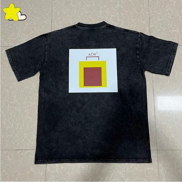 

vintage tee men women heavy fabric streetwear washed old geometric t shirts, Black;brown
