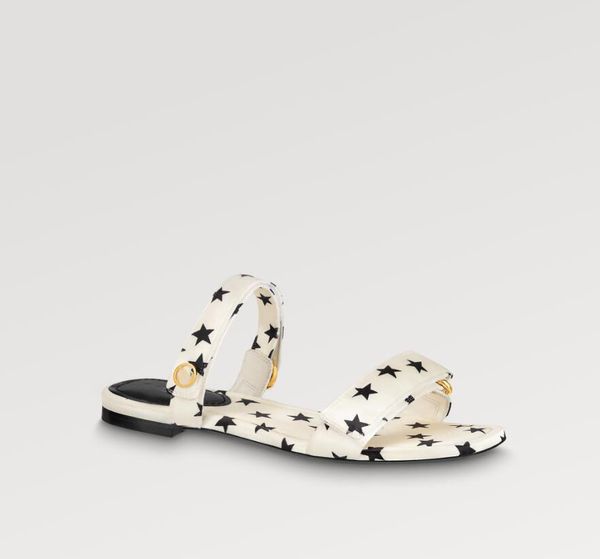 

summer luxury stella women sandals shoes comfort flat two slender straps mule black brown white slip on slippers party dress original box