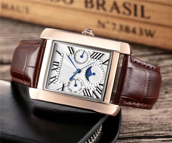 

Square quartz watch Fashion lovers men women watches silver tank wristwatches for mens ladies Valentine Gift dropshipping luxury leather business clock