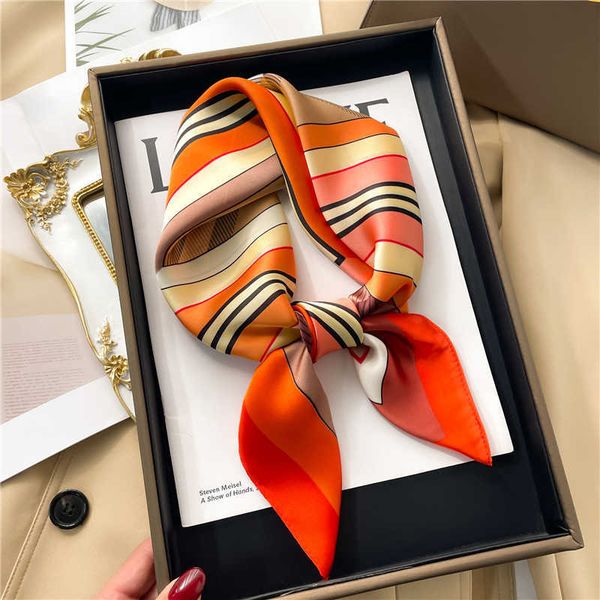 

scarves luxury brand satin silk square scarf for women design print hair ribbon square scarves ladies neckerchief hand wrist wrap shawl j230, Blue;gray