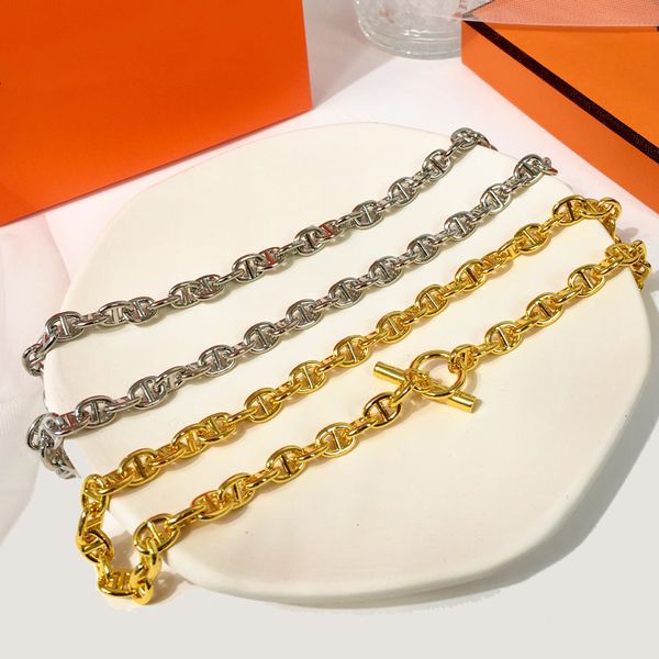 

h necklace for women designer couple gold plated 18k t0p highest counter advanced materials classic style european size jewelry premium gift, Silver