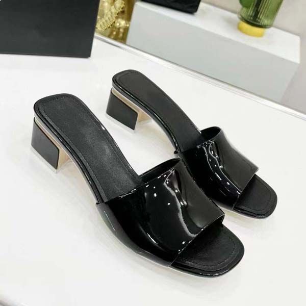

designer women sandals womens slides crystal genuine leather jelly shoes platform summer beach candy colors party slipper 35-43 with box, Black