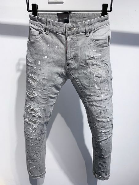 

2023 new men jeans hole light blue dark gray italy brand man long pants trousers streetwear denim skinny slim straight biker jean for women