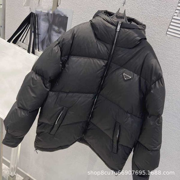 

Vests Men's High Edition P Family Autumn and Winter Product Triangle Mark Windproof Warm Zipper Fashion Loose Women's Down jacket QEUH, Black