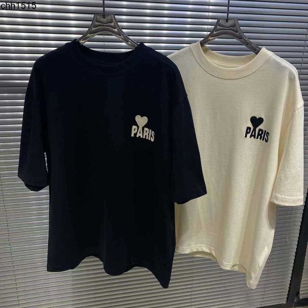 

2023 spring and summer new embroidered letter balenciga love t-shirt for men and women with loose round neck and short sleeves, White;black