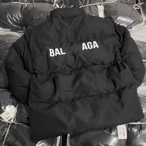 

designer balanciagas down puffer jacket mens womens autumn winter fashion brands vintage luxe large loose simple casual warm keeping b6px, Black