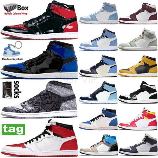 

2023 with box mens 1 high og 1s men basketball shoes royal patent heritage georgetown rebellionaire seafoam prototype university blue unc