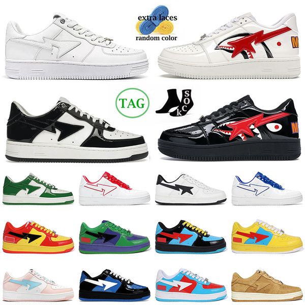 

bapestar designer men women running shoes bapestas triple white shark black patent leather green venoms beige pink abc camo baped sk8 sta ou