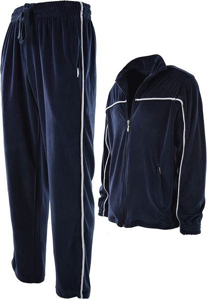 

choiceapparel mens velour tracksuit with zippered pockets, Red;black