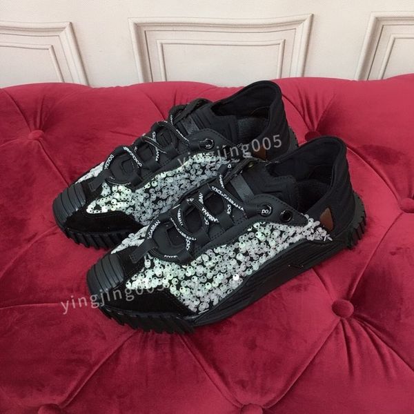 

2023new designer brand quality sneakers mens shoes print check trainer platform trainers striped sneaker suede shoes, Black