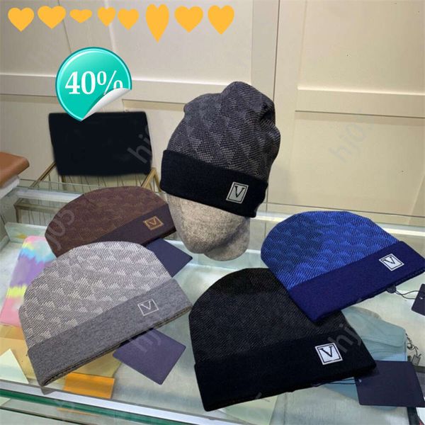 

1Plaid designer beanie designer hats for men knitted bonnets winter hat fall thermal skull cap ski travel classical luxury beanies brown black grey keep warm 111221p, 2#