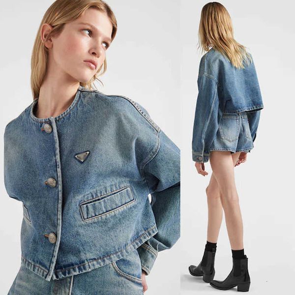 

Women's Jackets style in spring and summer triangle style high grade age reduced small versatile short Jean jacket female D63Q, A20835 # retro blue