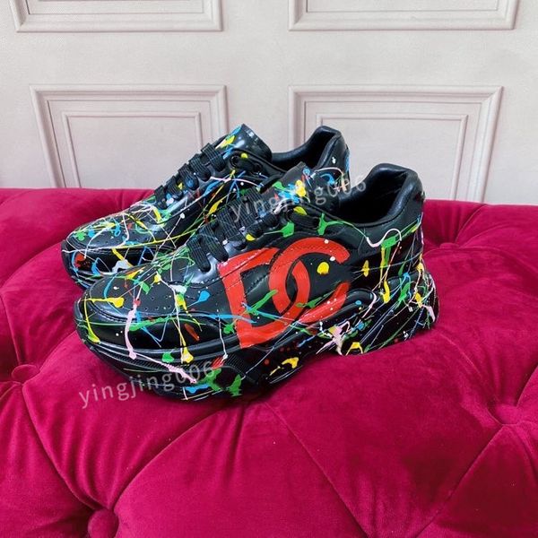 

women designer casual shoes leather lace-up sneaker brand flat running trainers letters men gym sneakers2023, Black