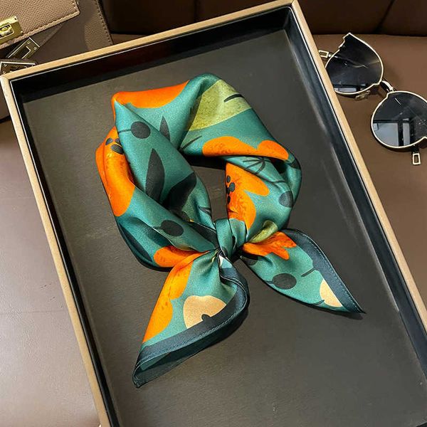 

scarves 53cm pure silk scarf women square scarves foulard hairbands lady luxury design print female bandana neck kerchief ties j0428, Blue;gray