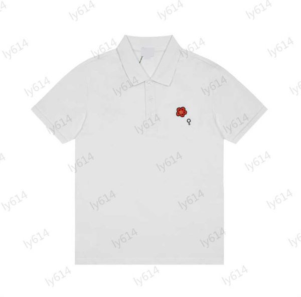 

summer polos red floral letters embroidery two button lapels tees custom imported breathable fabric straight version of the fashion joker f, White;black