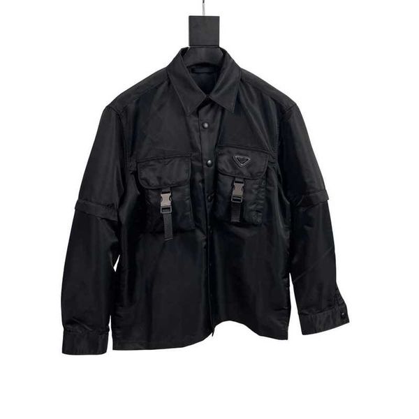 

Men' Jackets High Version P Home Walk Style Inverted Triangle Multi Pocket Workwear and Women' Shirts Jackets V6E0, Black
