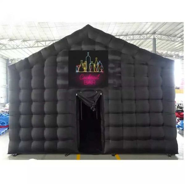 

5x5x4m giant custom portable black inflatable nightclub cube party bar tent lighting night club for disco wedding event with blower, Black;white