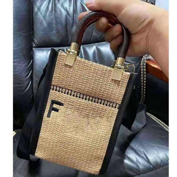 

purse new straw woven mini tote bag seaside holiday knitting handbag one shoulder messenger women's fashion bag clearance sale, Red;blue